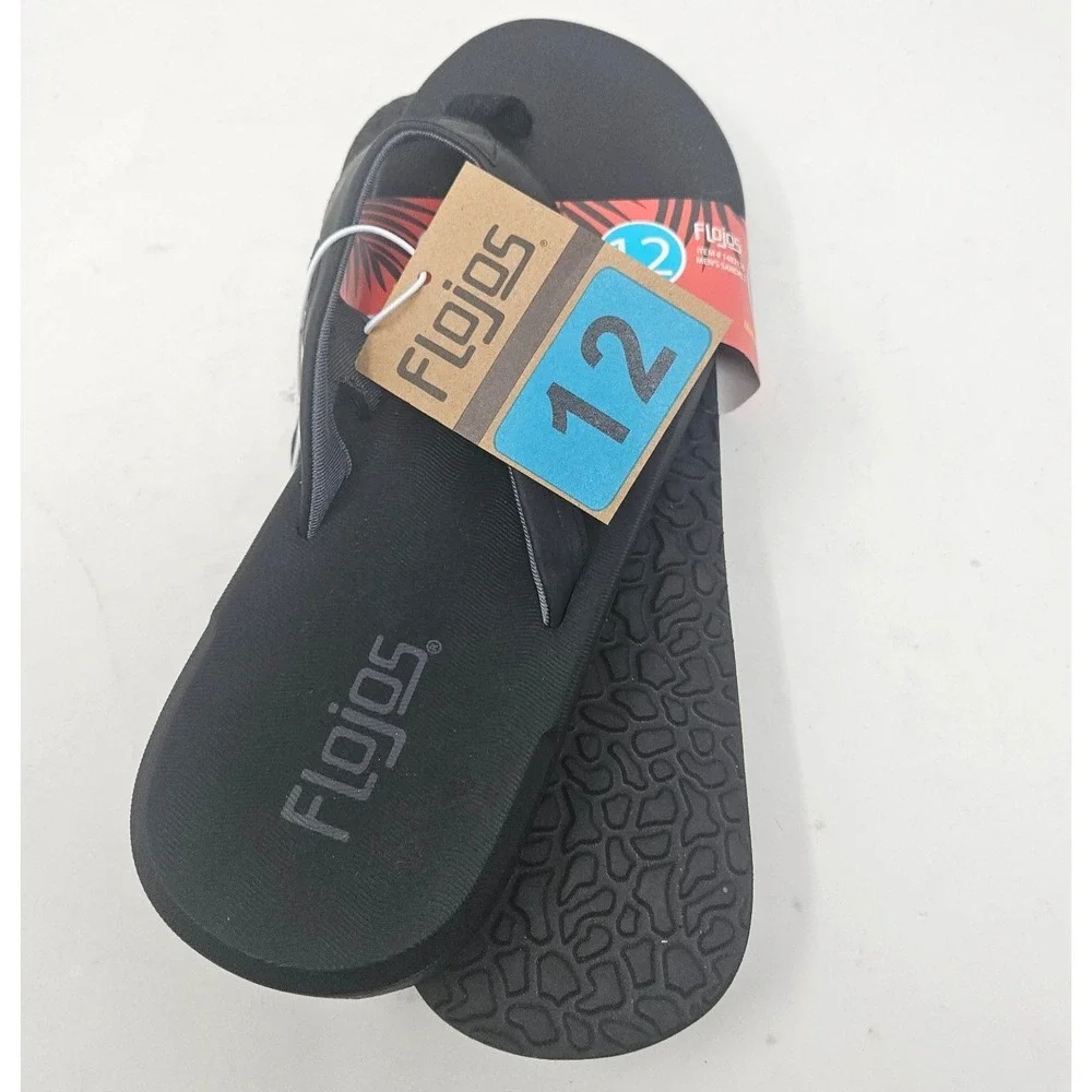 Men's Flojos Flip Flops Black Size 12 1482126